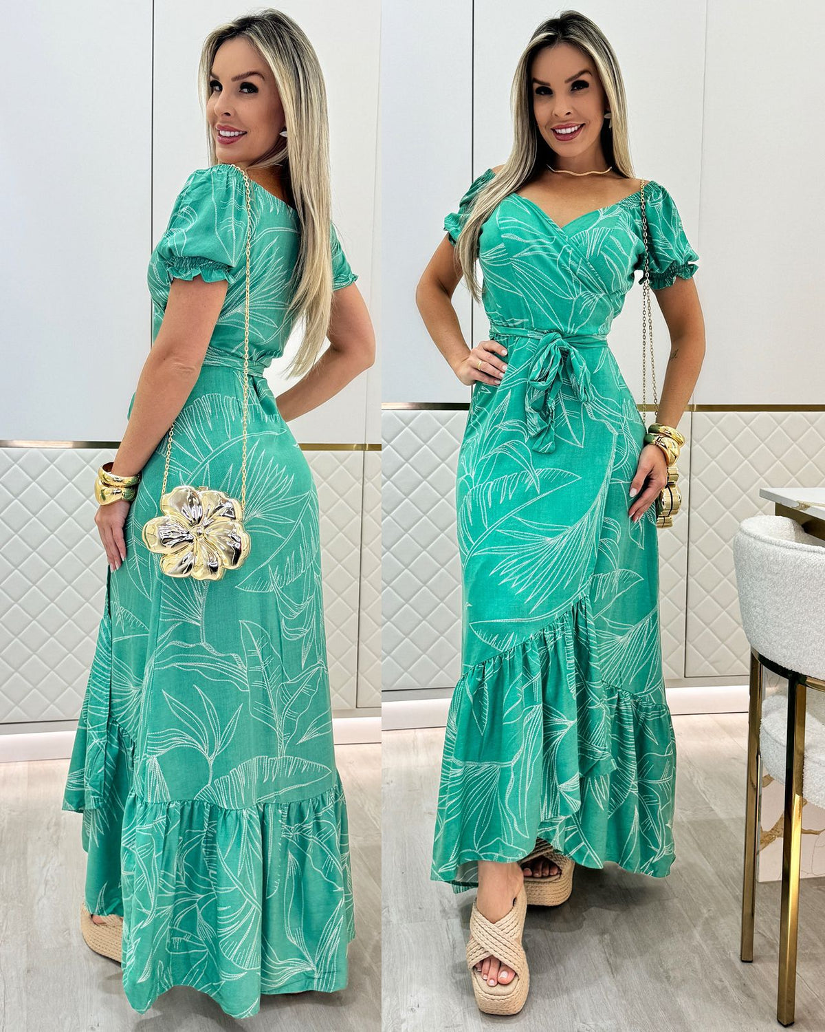 FULL SP- Vestido Envelope Brindy Verde 77873